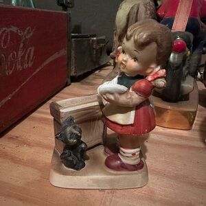 Vintage Hummel Figurine Girl washing dishes with Cat, #6584
